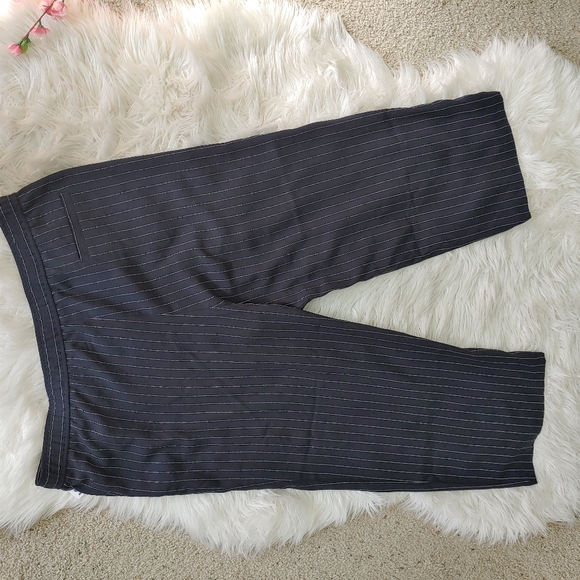 🌿 Eileen Fisher Indigo wide leg cropped pant navy pinstripe size XL - Picture 6 of 8